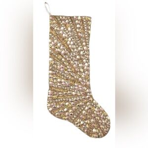 Kim Seybert Gold Iridescent Sequin & Beaded Christmas Stocking NWT